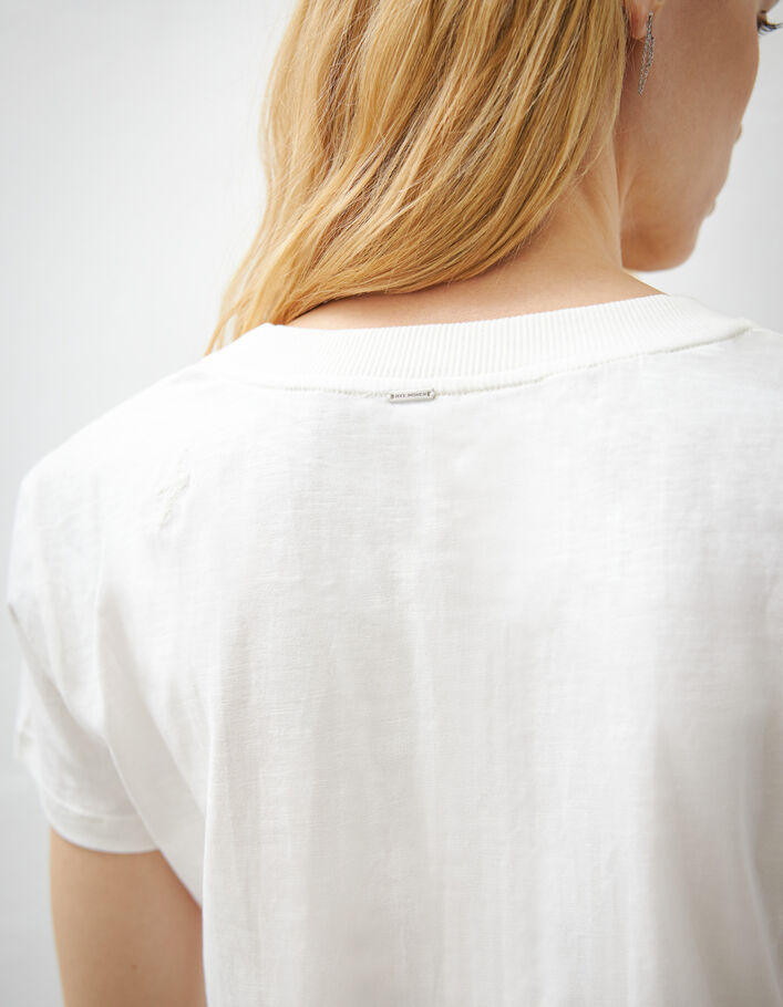 Camiseta blanco roto rayo bordado manga mujer-4