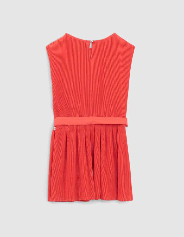 Robe rouge plissée avec ceinture fille - IKKS