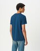 Hellblaues Herren-T-Shirt V-Ausschnitt geflammte Biowolle-3