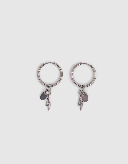 Women’s silver-toned metal rock lightning earrings