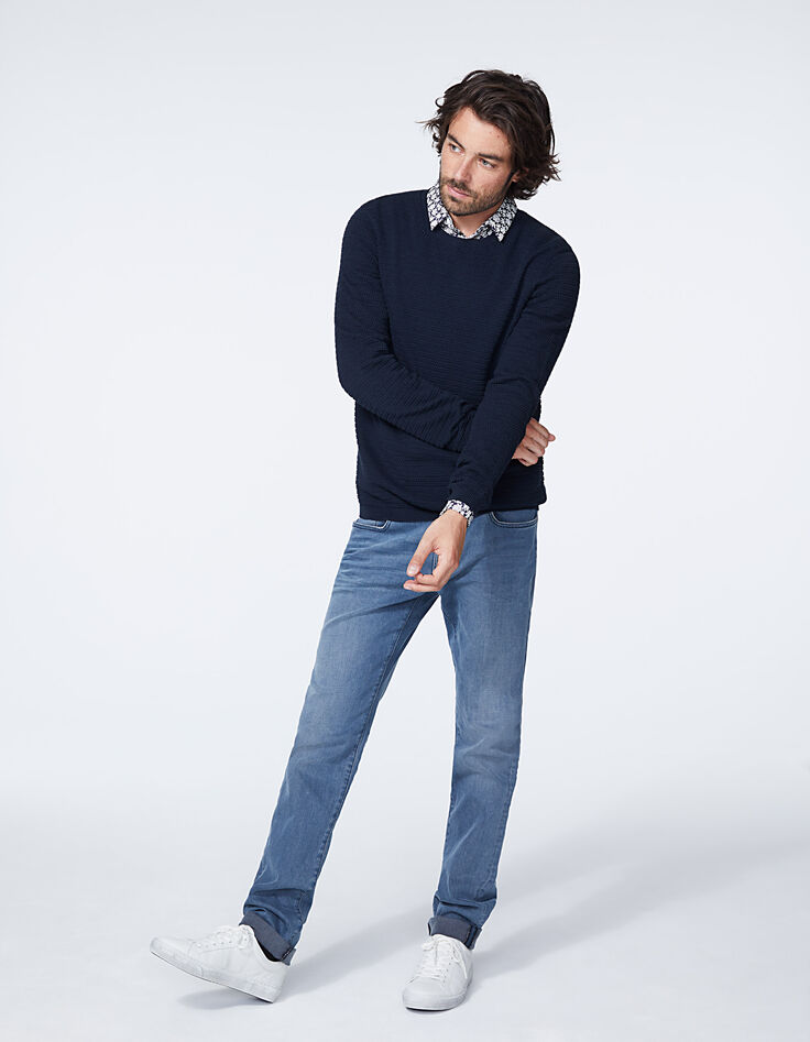 Jersey azul oscuro punto relieve Hombre-4
