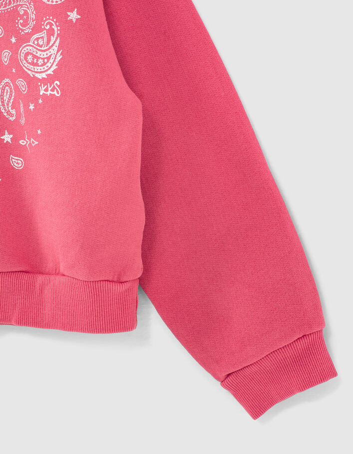 Girls’ fuchsia Paisley print studded sweatshirt - IKKS