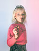 Jersey de punto rosa intenso con hombreras y bordados ni&ntilde;a-2