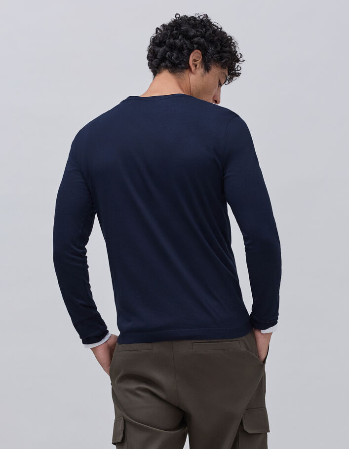 T-shirt marine à manches longues Homme-5