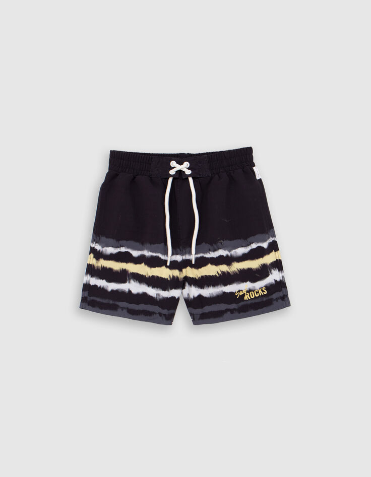 Short de bain noir imprim&eacute; gar&ccedil;on-1