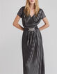 Women’s silver pleated long dress-2