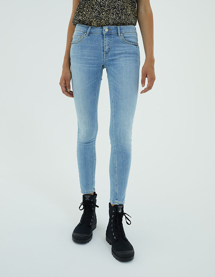 Jean slim taille basse bleu ciel, coupe sculpt up femme-2
