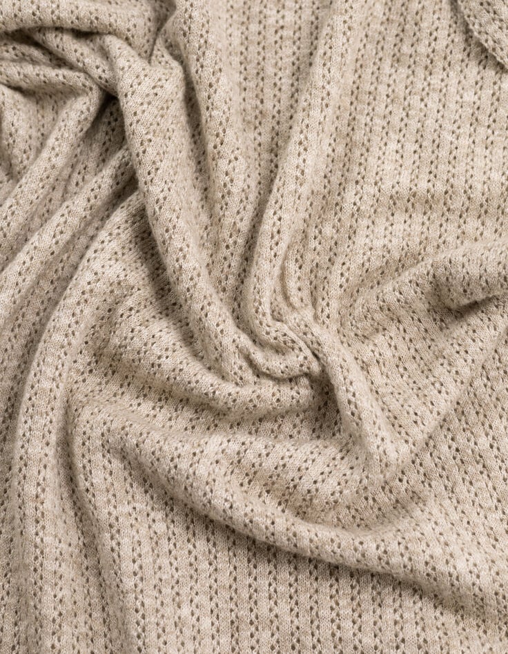 Polo beige tricot ajouré fantaisie Homme-8