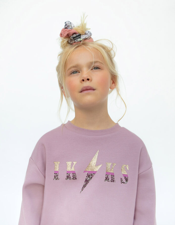 Girls’ violet paisley print slogan sweatshirt-1