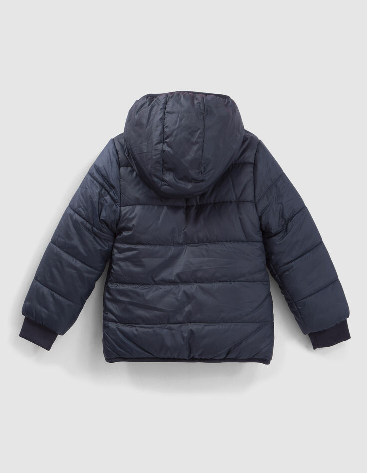 Boys’ navy/badge print reversible padded jacket-4