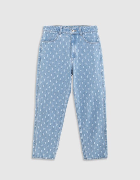 MOM blauwe allover meisjesjeans MOM blauwe allover meisjesjeans - IKKS