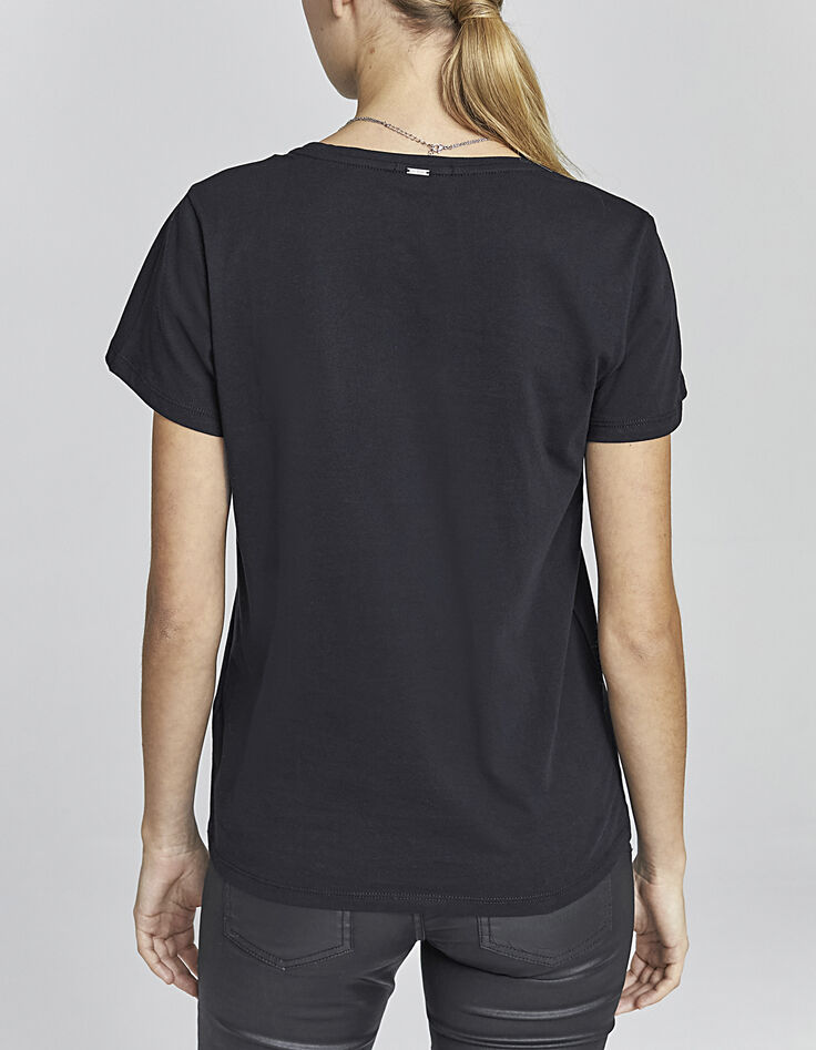 Camiseta negro rock floral mujer-3