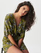 Robe fluide verte imprimé floral Femme-6