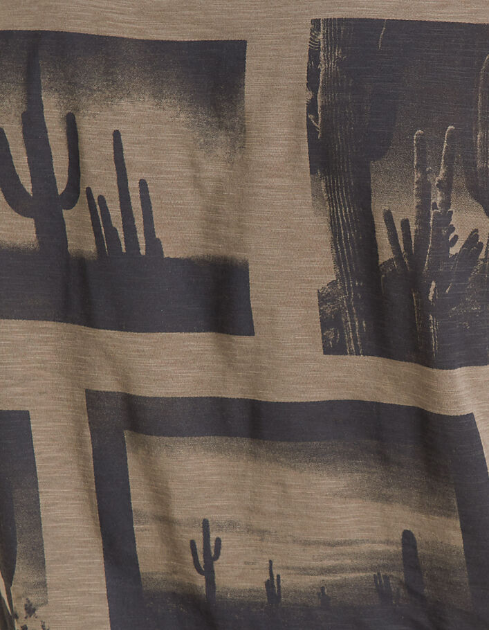 Men’s khaki cactus photo print T-shirt - IKKS