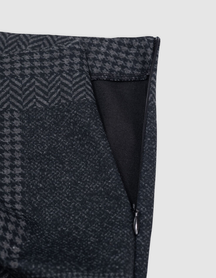 Jupe courte gris maille Milano effet patchwork Femme-4