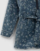 Kurzer Medium Blue M&auml;dchenjeansoverall mit Blumenprint-4