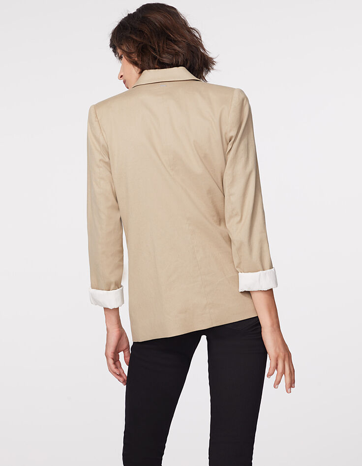 Women’s double-breasted cotton linen suit jacket-3 Women’s double-breasted cotton linen suit jacket-3