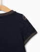 Marineblaues Crop-Top mit Spitze für Mädchen-5
