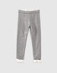Leggings réversible gris et écru imprimé éclairs fille-3