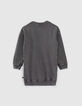 Robe sweat gris molleton d&eacute;lav&eacute; &agrave; message fille-3