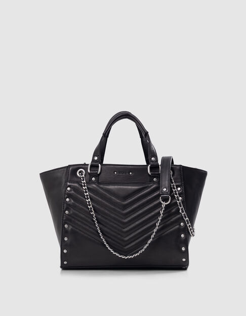 Tas 1440 zwart leer bezaaid Maat Medium Dames - IKKS