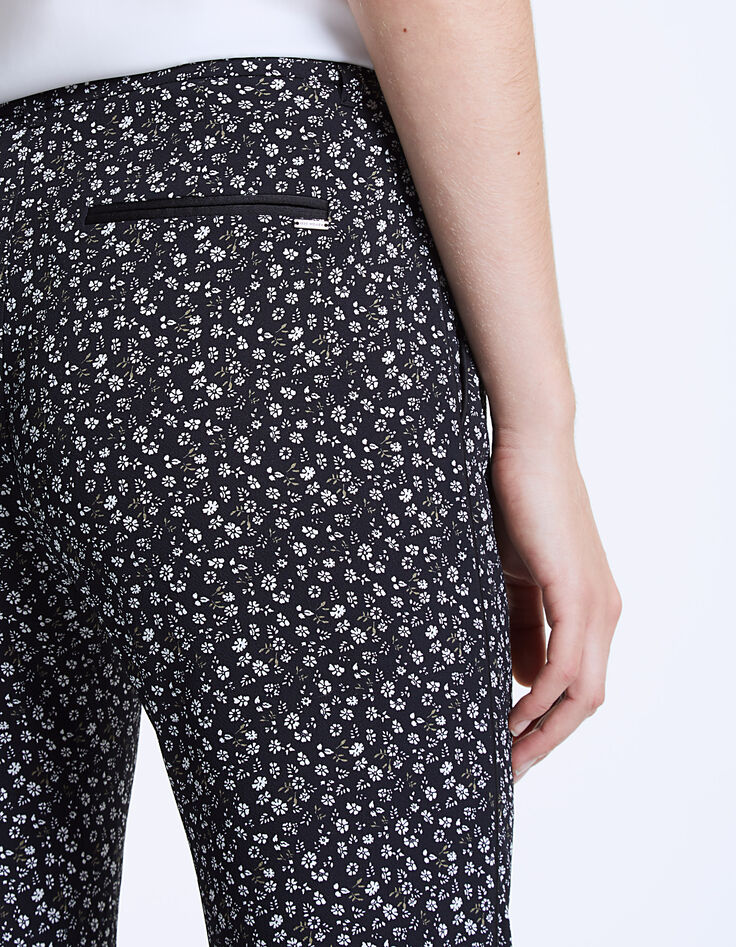 Pantalon droit en crêpe imprimé floral femme-5