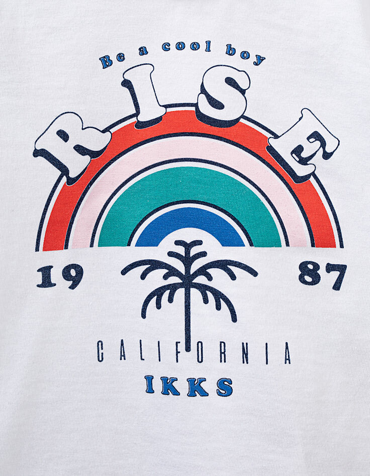 Tee-shirt blanc optique visuel arc-en-ciel b&eacute;b&eacute; gar&ccedil;on -2