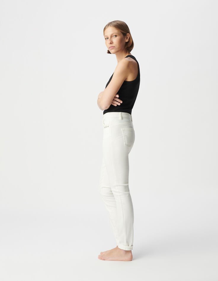 Jean slim blanc Powerstretch laçage poches Femme-5