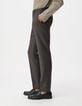 Pantalon de costume marron flanelle 100% laine Homme-5