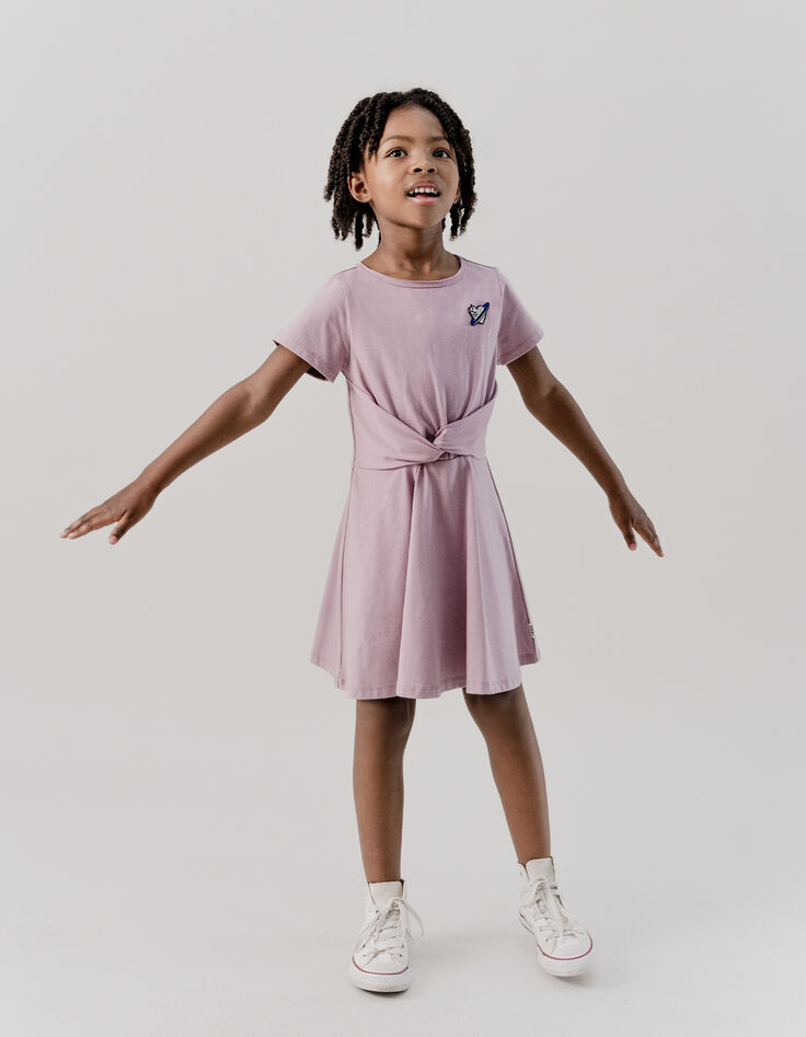 Girl's lilac dress with bow detail-1