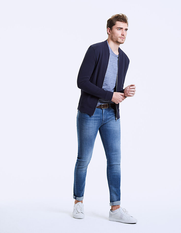 Cardigan marine &agrave; c&ocirc;tes Ottoman Homme-6