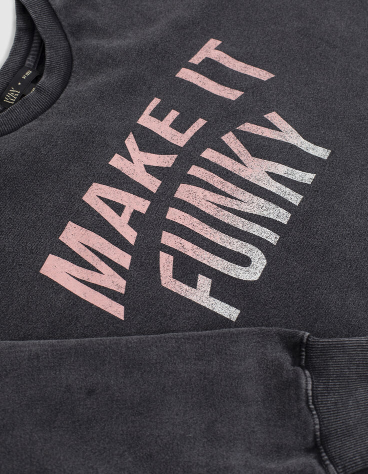 Girls’ used black sweatshirt dress with slogan-2