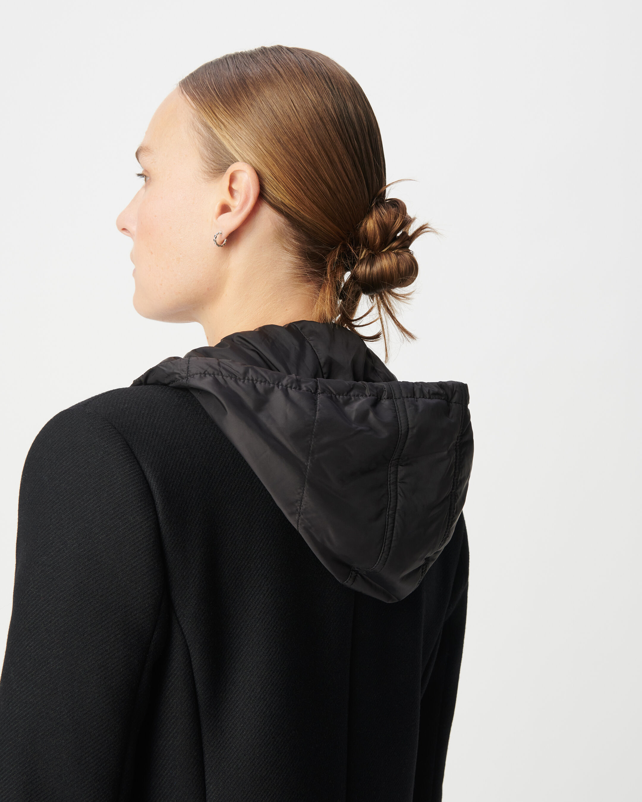 Manteau drap de laine capuche femme