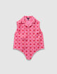Top sans manches rose imprimé graphique rouge fille-7