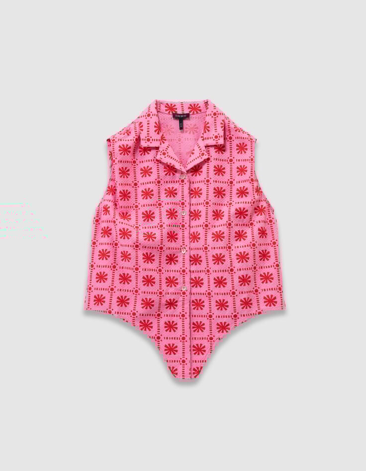 Top sans manches rose imprimé graphique rouge fille-7 Top sans manches rose imprimé graphique rouge fille-7