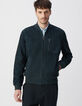 Blouson bomber encre en cuir velours Homme-5