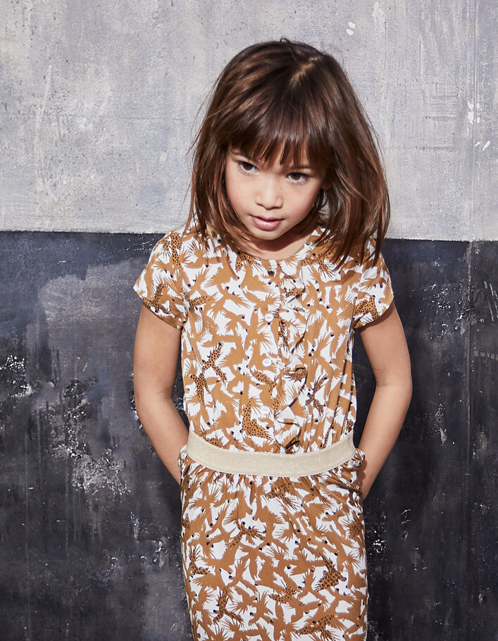 Robe blanche et moutarde imprimé perroquets fille IKKS
