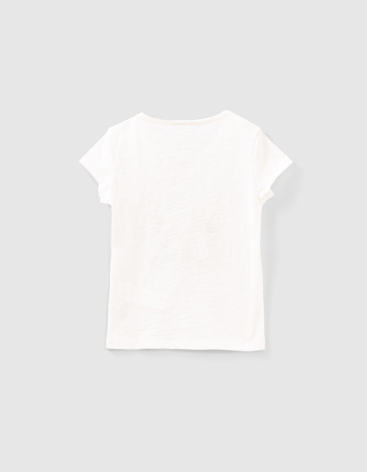 T-shirt blanc cassé avec couronne de fleurs 3D fille-4