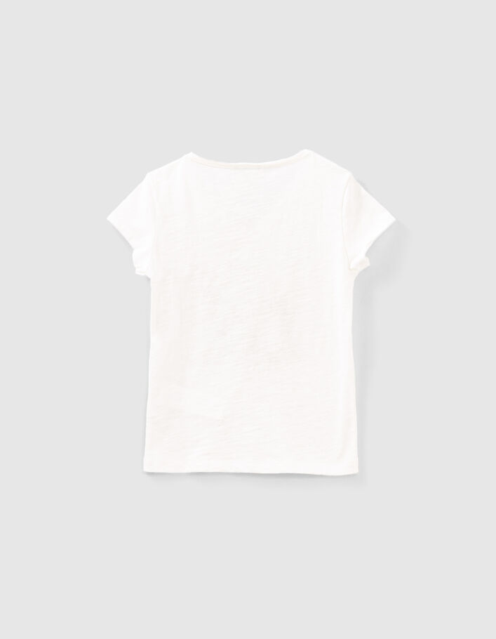 Girls' off-white T-shirt with 3D flower crown - IKKS