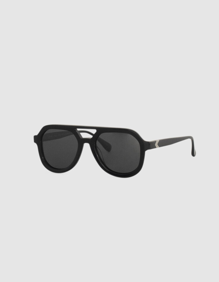 Lunettes solaires noires style pilote Femme-1