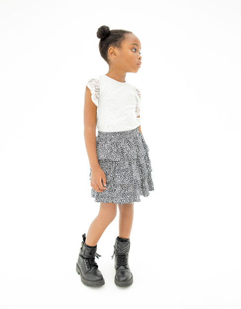 Jupe noire Lenzing™ Ecovero™ imprimé graphique à volants fille