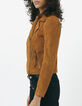 Women’s brown leather jacket with pagoda shoulders-3
