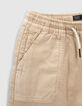 Beige relaxed bermuda elastische taille jongens-5