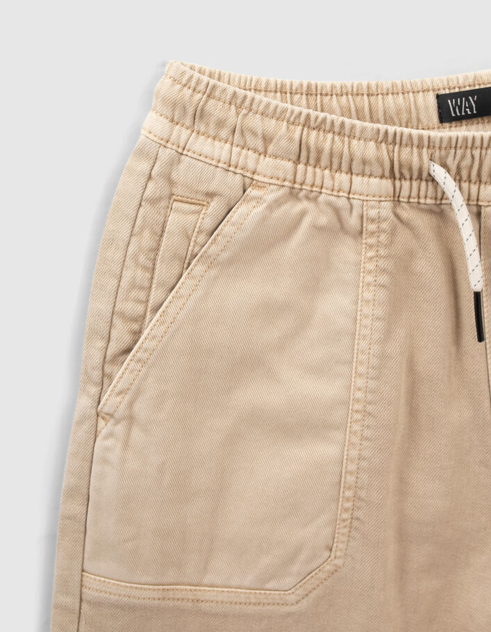 Beige Relaxed-Jungenbermudas mit Gummizug am Bund - IKKS