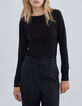 Zwart omkeerbaar vest tricot en kant Dames-2