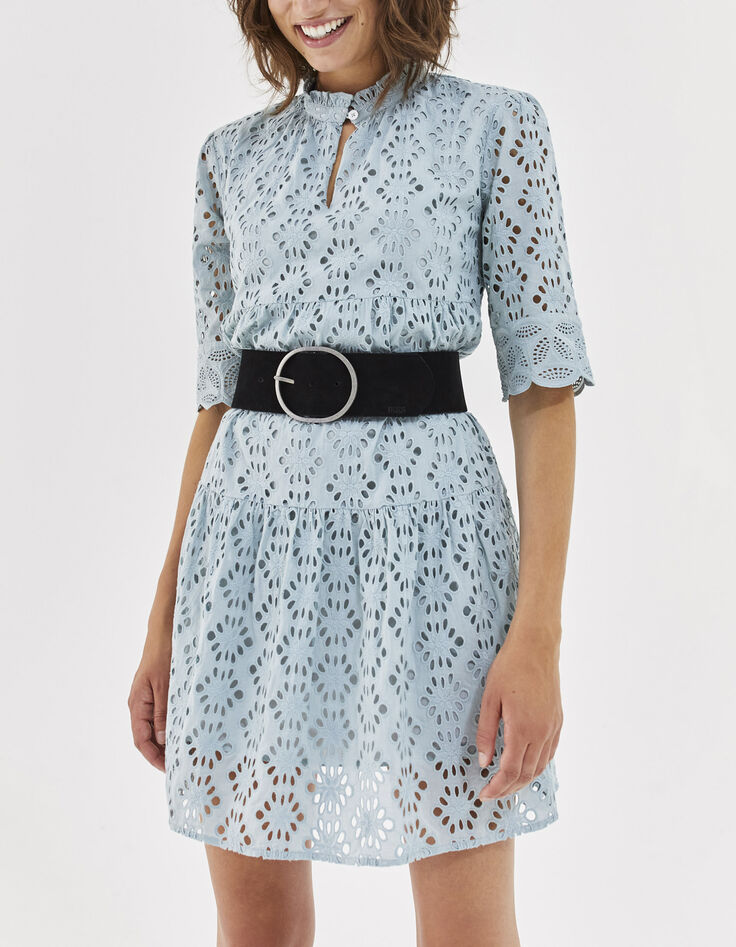 Vestido corto almendra bordados mujer-1