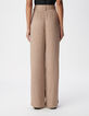 Pantalon large beige motif g&eacute;om&eacute;trique Femme-3