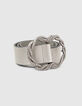 Ceinture robe en cuir argenté à boucle torsadée Femme -2