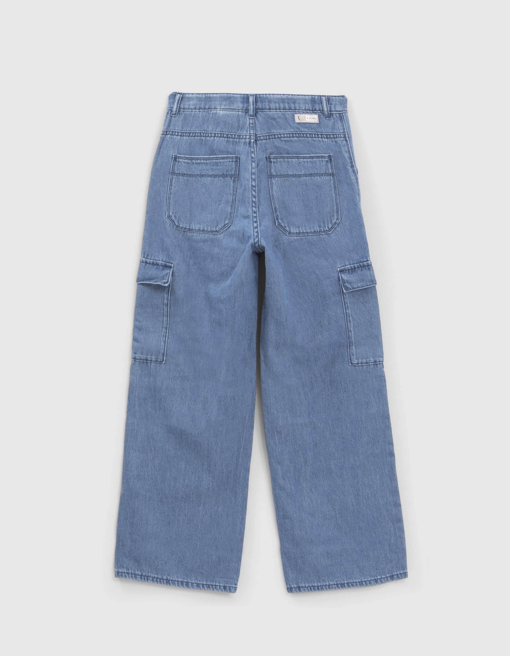 Girls blue COMBAT extra wide leg jeans