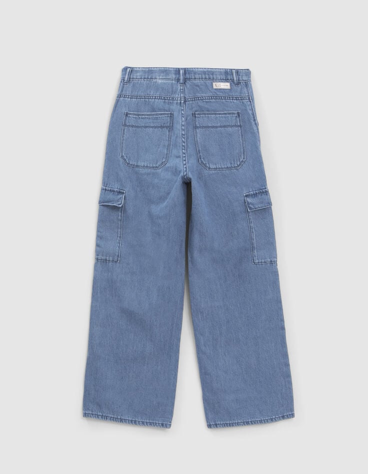 Blauwe BATTLE-jeans extra wijd meisjes-3